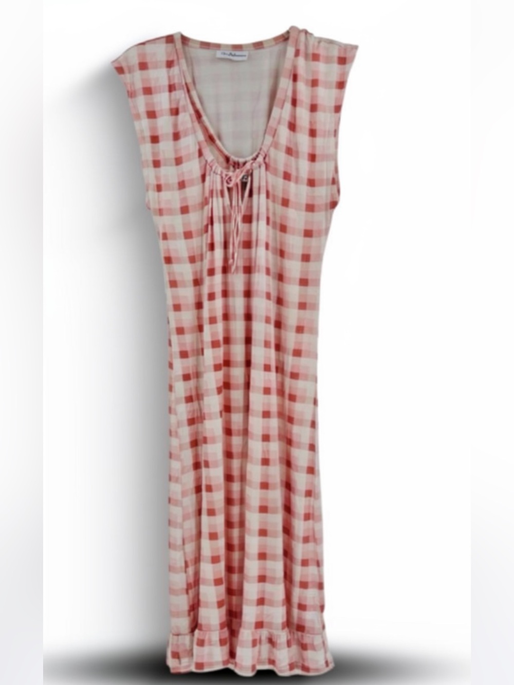 NWOT Nordstrom Rack Pink Gingham Tie-Front Midi Dress XS